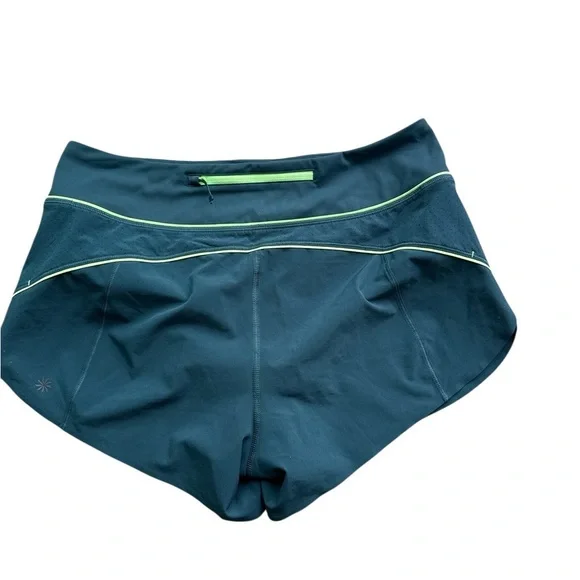 ATHLETA Run With It Piping Shorts Oceanic Teal Quick-Dry Zip Pocket - Picture 6 of 6
